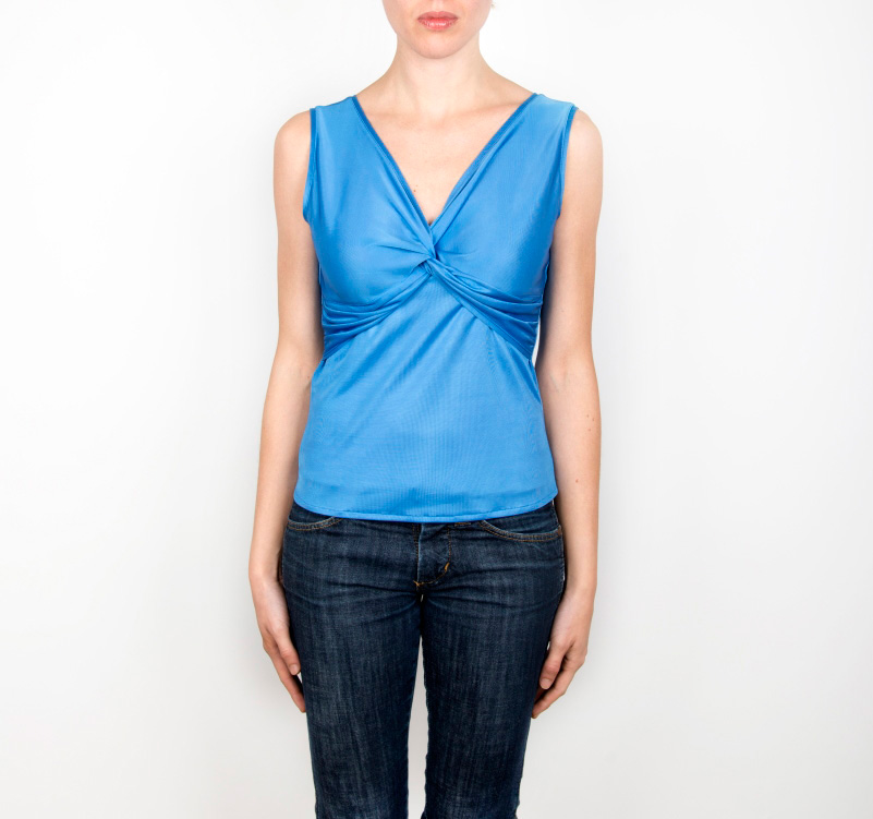 Shirt senza maniche bluette in jersey - immagine 2