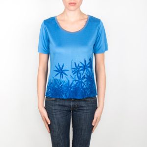 Maglietta blu con stampa blu