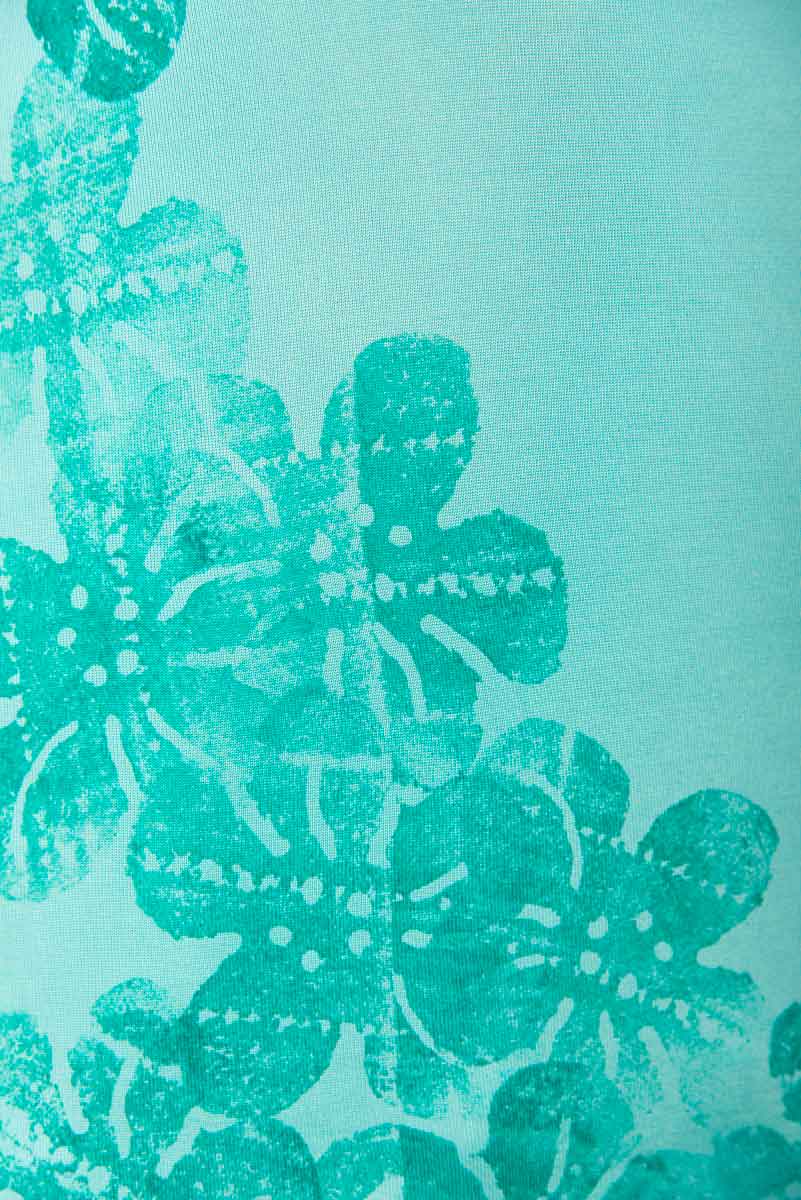 T Shirt verde con fiori stampati a mano - immagine 4