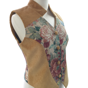 Gilet donna sartoriale in velluto e gobelin