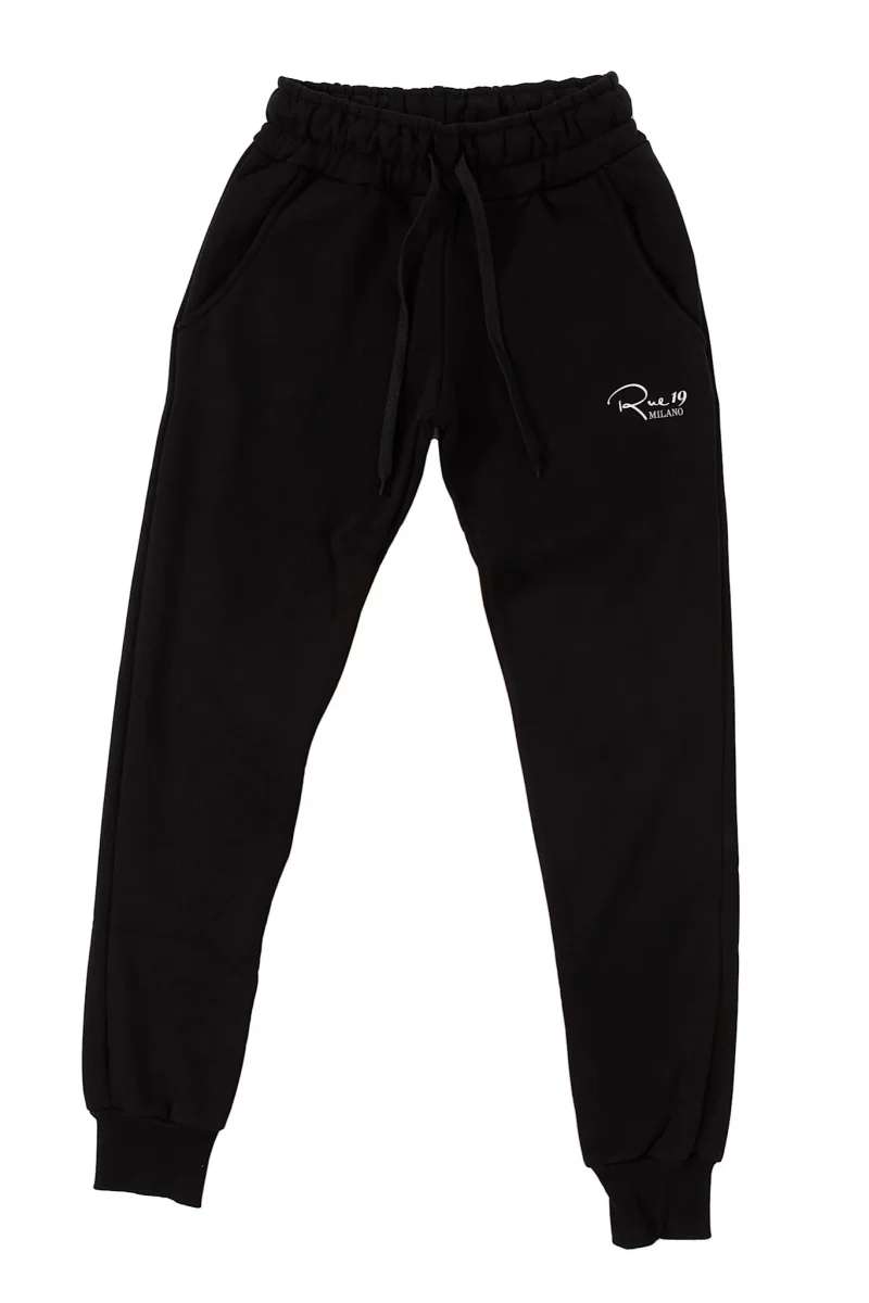 Pantalone jogger sportivo nero con logo Rue 19 milano normal fit