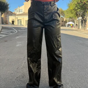 Pantaloni Lumina “Croc Wide” neri