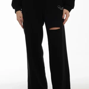 Pantalone jogger nero con fondo ampio