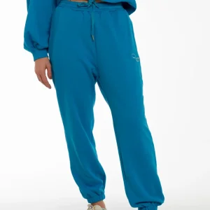 Pantalone Jogger azzurro con ricamo Rue 19 Milano