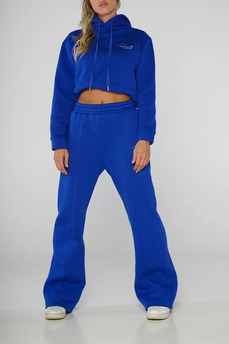 Pantalone jogger blu royal con fondo ampio - immagine 3