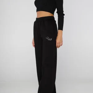 Pantalone jogger nero con fondo ampio