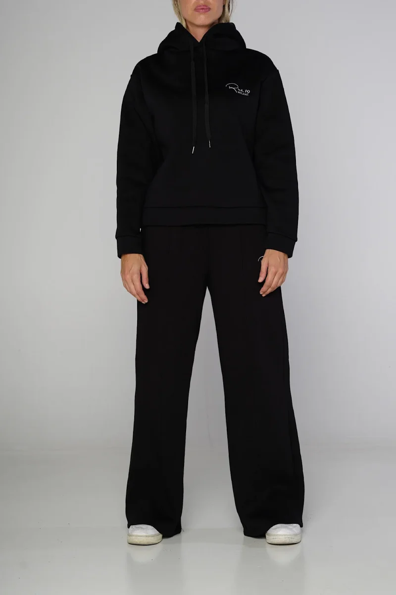 Pantalone jogger nero con fondo ampio - immagine 3