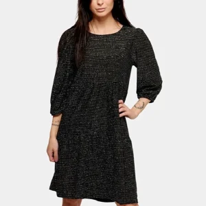 Vestito con strisce di mica - nero