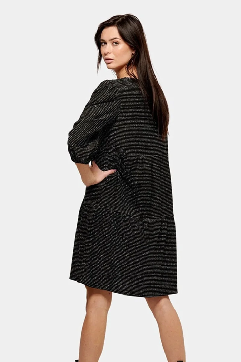 Vestito con strisce di mica - nero - immagine 3