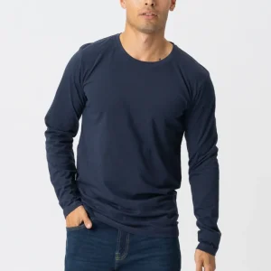 T-shirt di base a maniche lunghe-Navy