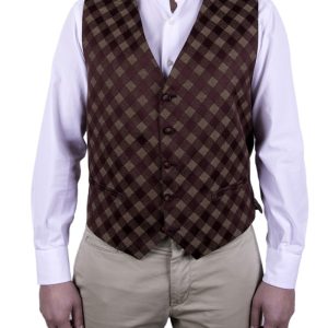 Gilet da uomo bordeaux e beige, regolabile in vita, molto Hipster