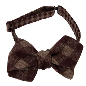 Cravatte a farfalla da annodare double face, bordeaux a quadretti