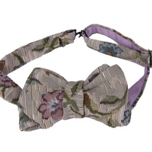 Papillon da annodare, disegno floreale, fatto a mano