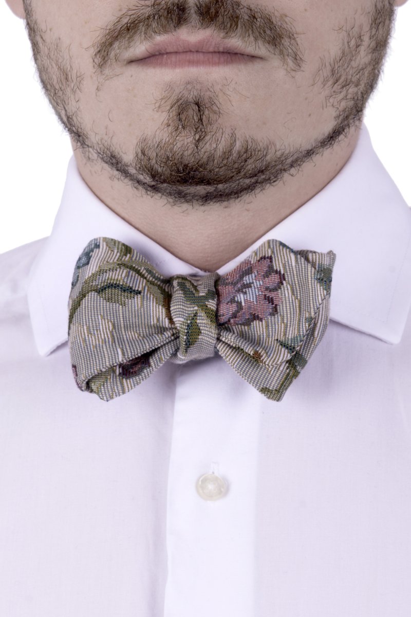 Papillon da annodare, disegno floreale, fatto a mano - immagine 5