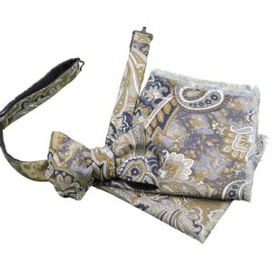 Papillon blu double face con fazzoletto