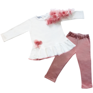 Completo da bambina fiori rosa