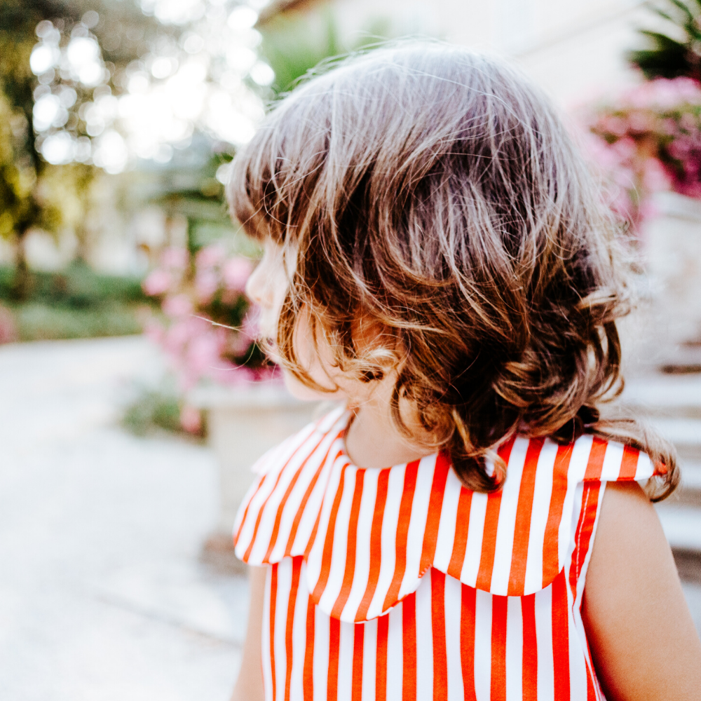 Abito pagliaccetto Aurora da bimba a righe rosse - immagine 6