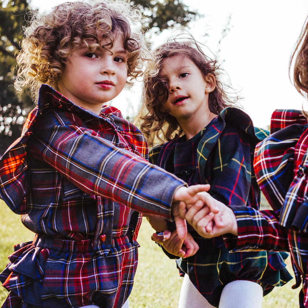 Terminato Camicetta body Emma scozzese Grigio e Rosso - immagine 5