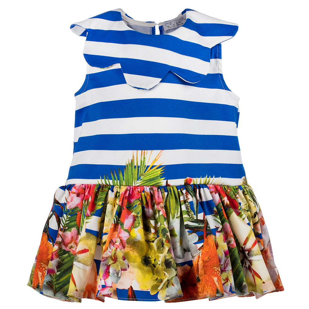 Abito Pagliaccetto Aurora bimba righe e fiori