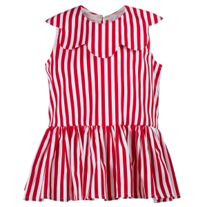 Abito pagliaccetto Aurora da bimba a righe rosse