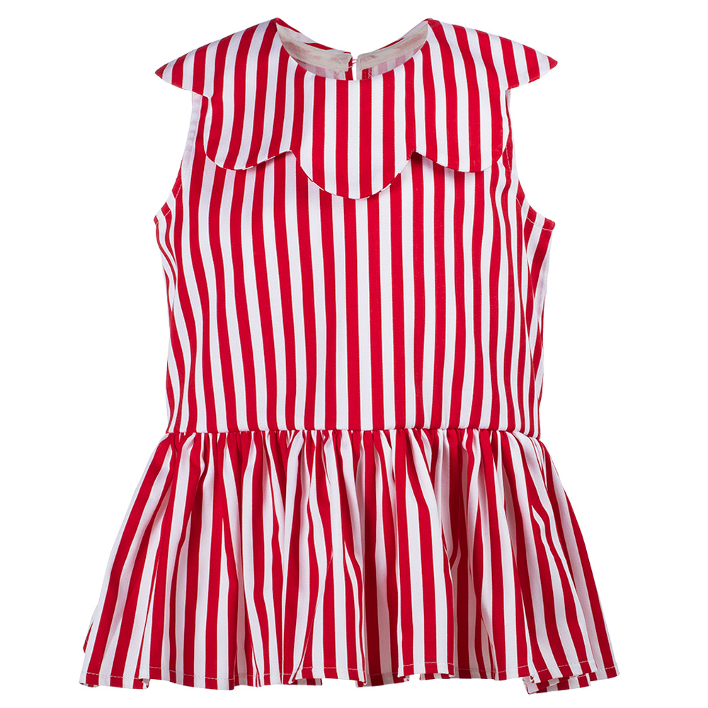 Abito pagliaccetto Aurora da bimba a righe rosse - immagine 2