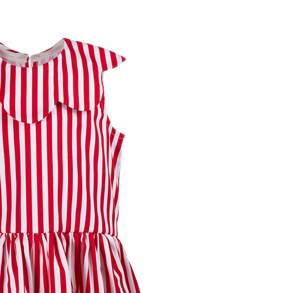 Abito pagliaccetto Aurora da bimba a righe rosse - immagine 3