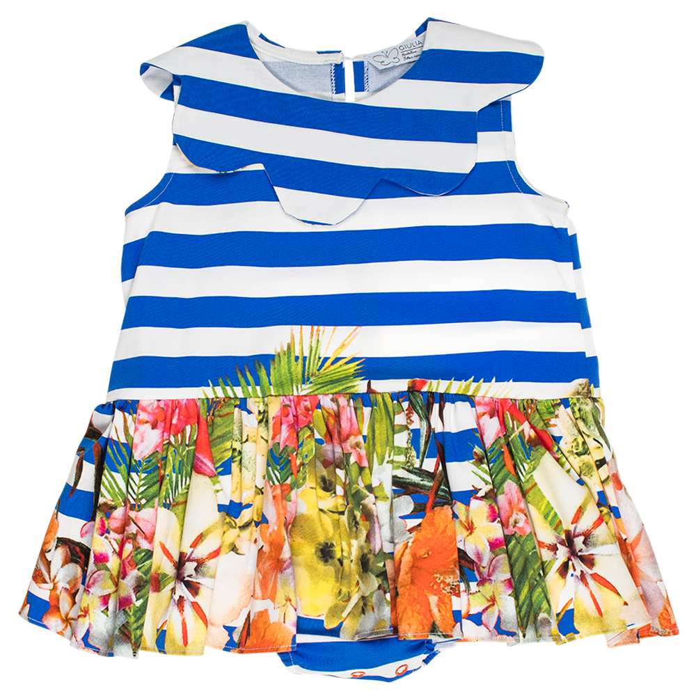 Abito Pagliaccetto Aurora bimba righe e fiori - immagine 4