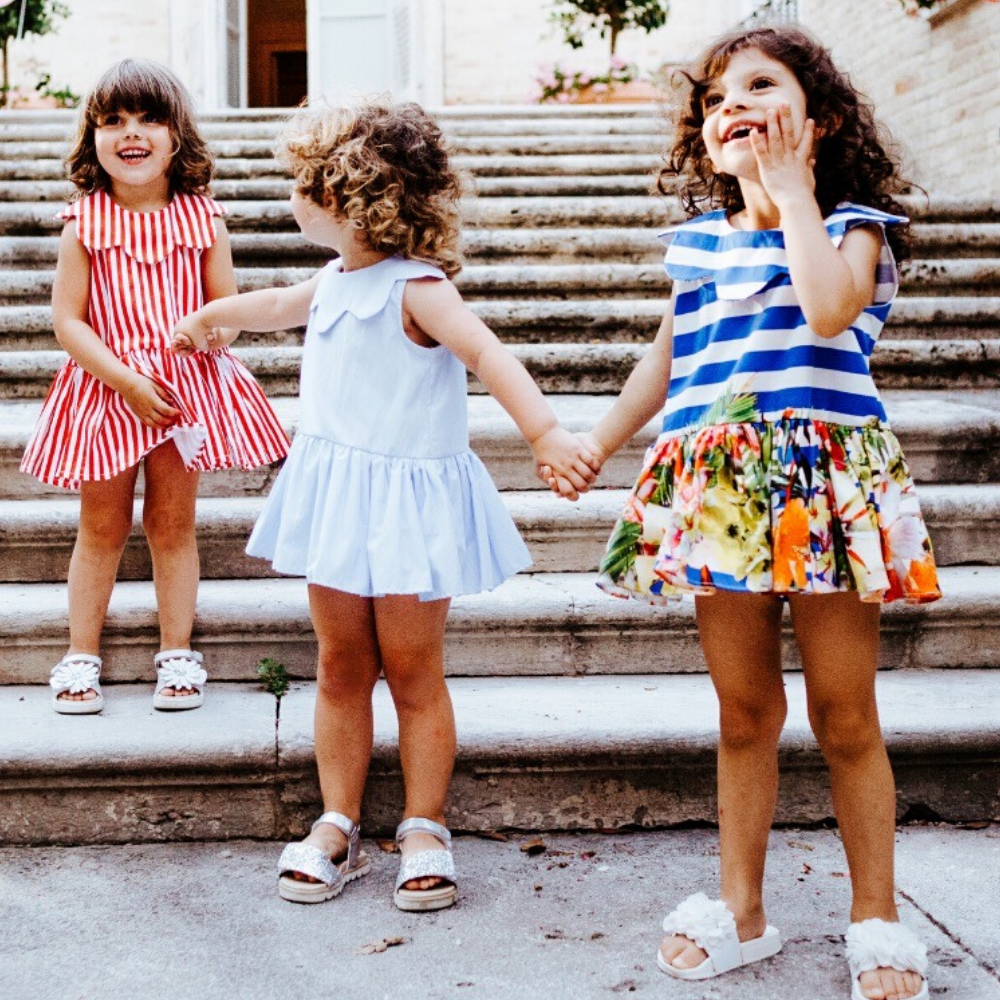 Abito Pagliaccetto Aurora bimba righe e fiori - immagine 7