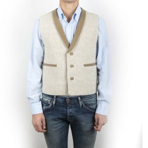 Gilet da uomo con collo particolare, lana e fustagno
