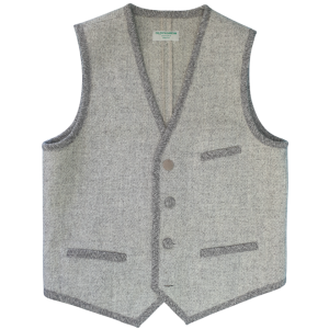 Gilet con lane locali e rifiniture beige