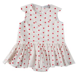 Abito pagliaccetto Aurora da bimba a cuori rossi