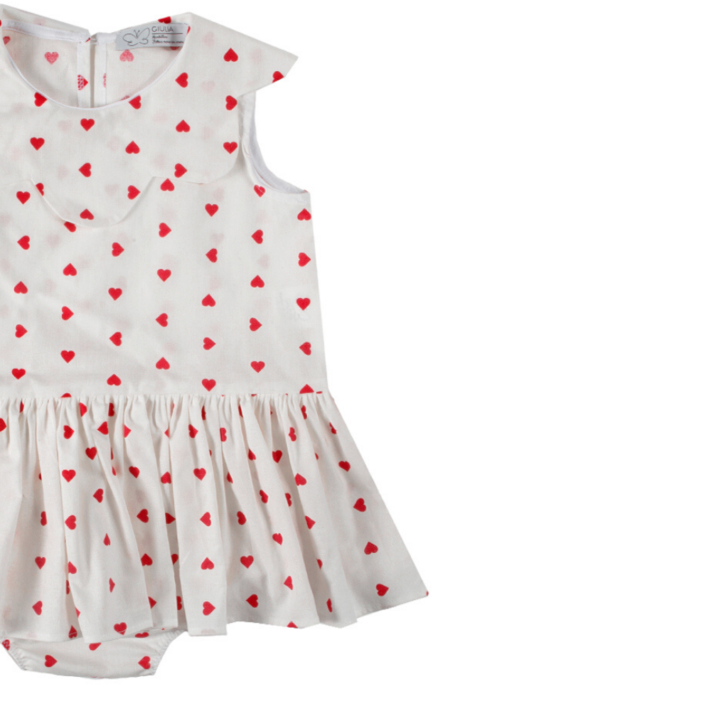 Abito pagliaccetto Aurora da bimba a cuori rossi - immagine 4