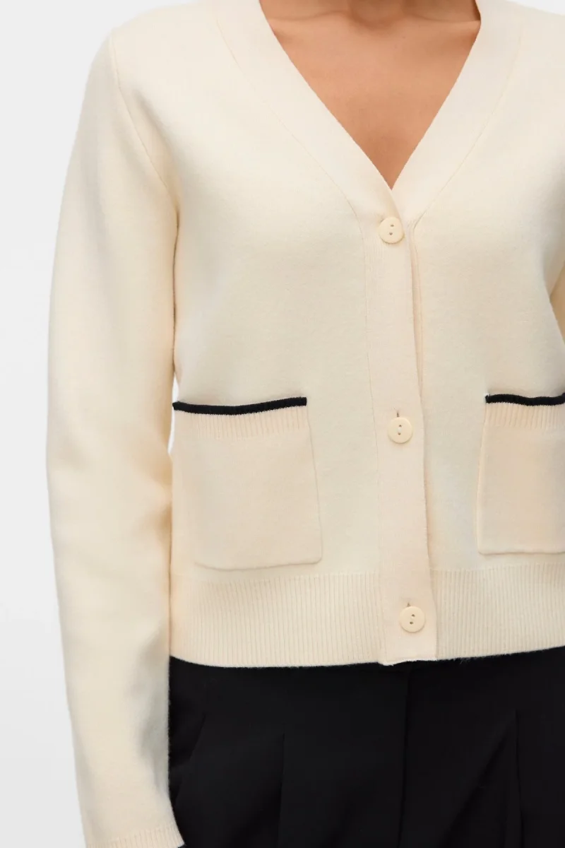 Cardigan dorato con scollo a V a contrasto - Birch W. Nero - immagine 4