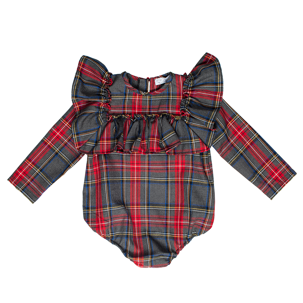 Terminato Camicetta body Emma scozzese Grigio e Rosso