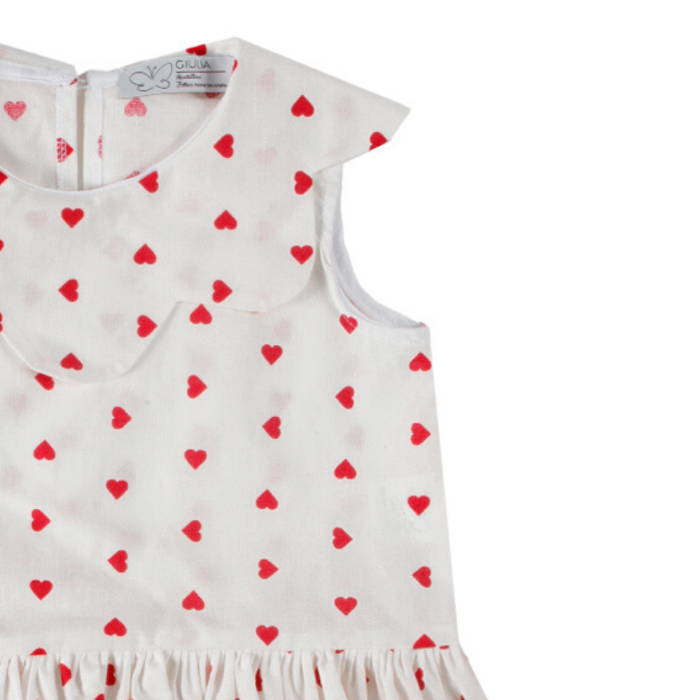 Abito pagliaccetto Aurora da bimba a cuori rossi - immagine 3