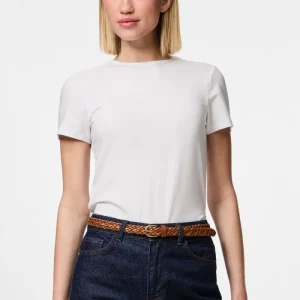 Avery in pelle intrecciata Slim Cintura - cognac