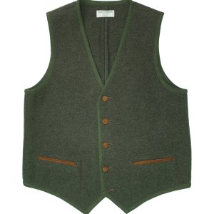 Gilet verde loden in lana cotta