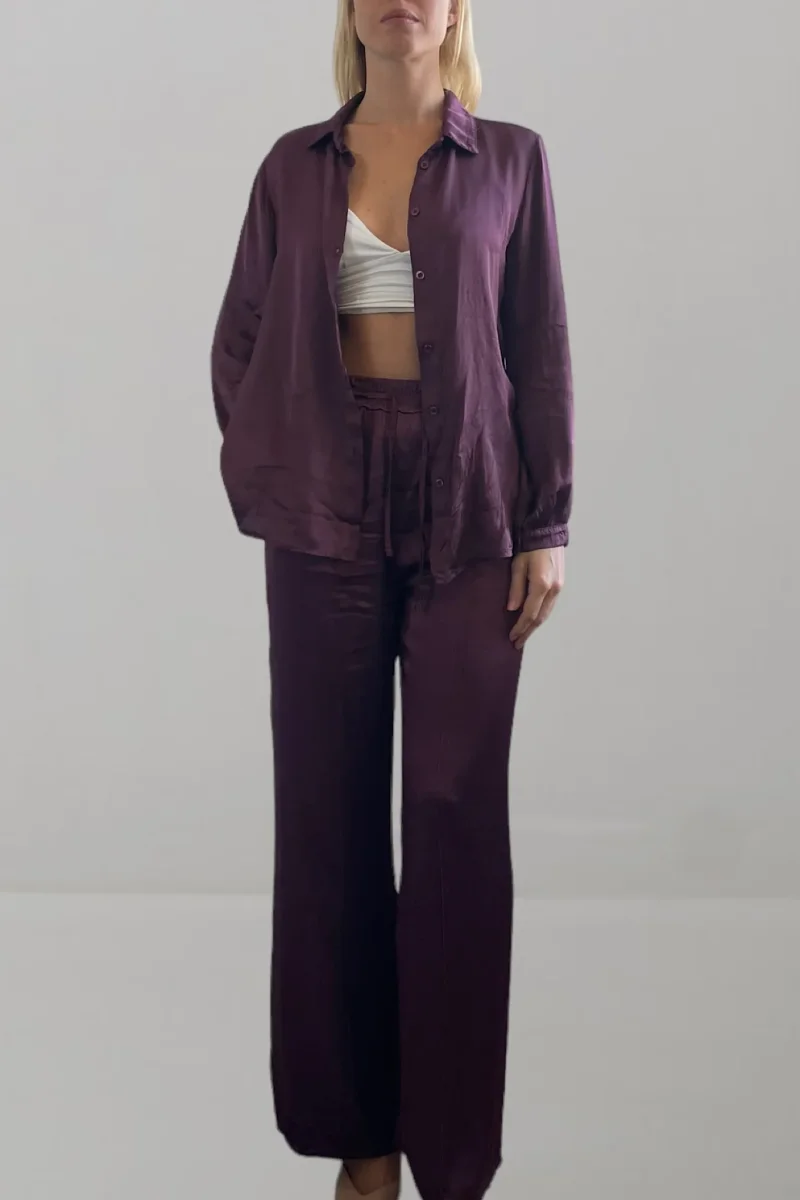 Pantalone satinato bordeaux - immagine 6