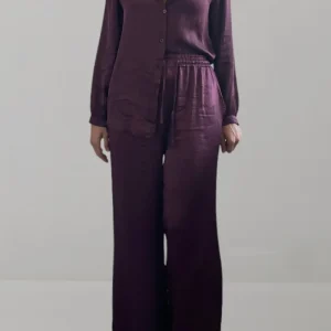 Pantalone satinato bordeaux