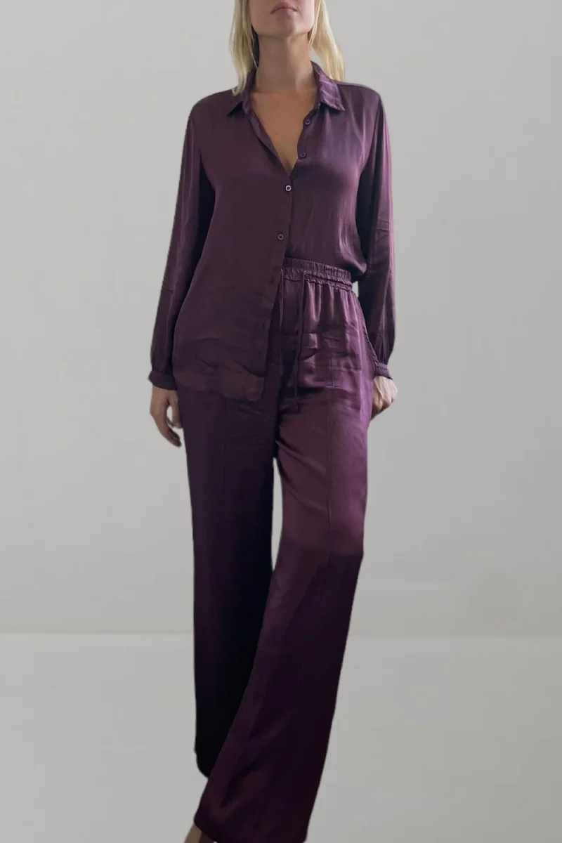 Pantalone satinato bordeaux - immagine 3