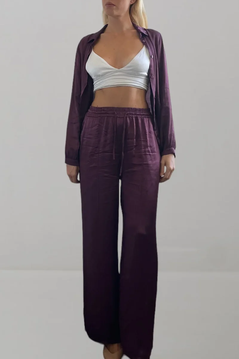 Pantalone satinato bordeaux - immagine 5