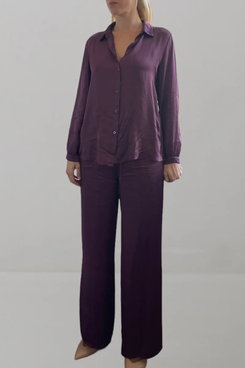 Pantalone satinato bordeaux - immagine 4