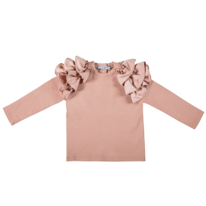 Maglia da bambina manica volume cipria