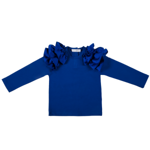 Maglia da bambina manica volume blu