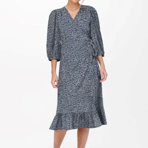 Olivia 3/4 Wrap Midi Abito - Mirage blu