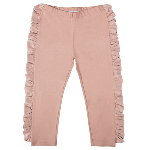 Terminata Leggins cotone caldo con balza rosa