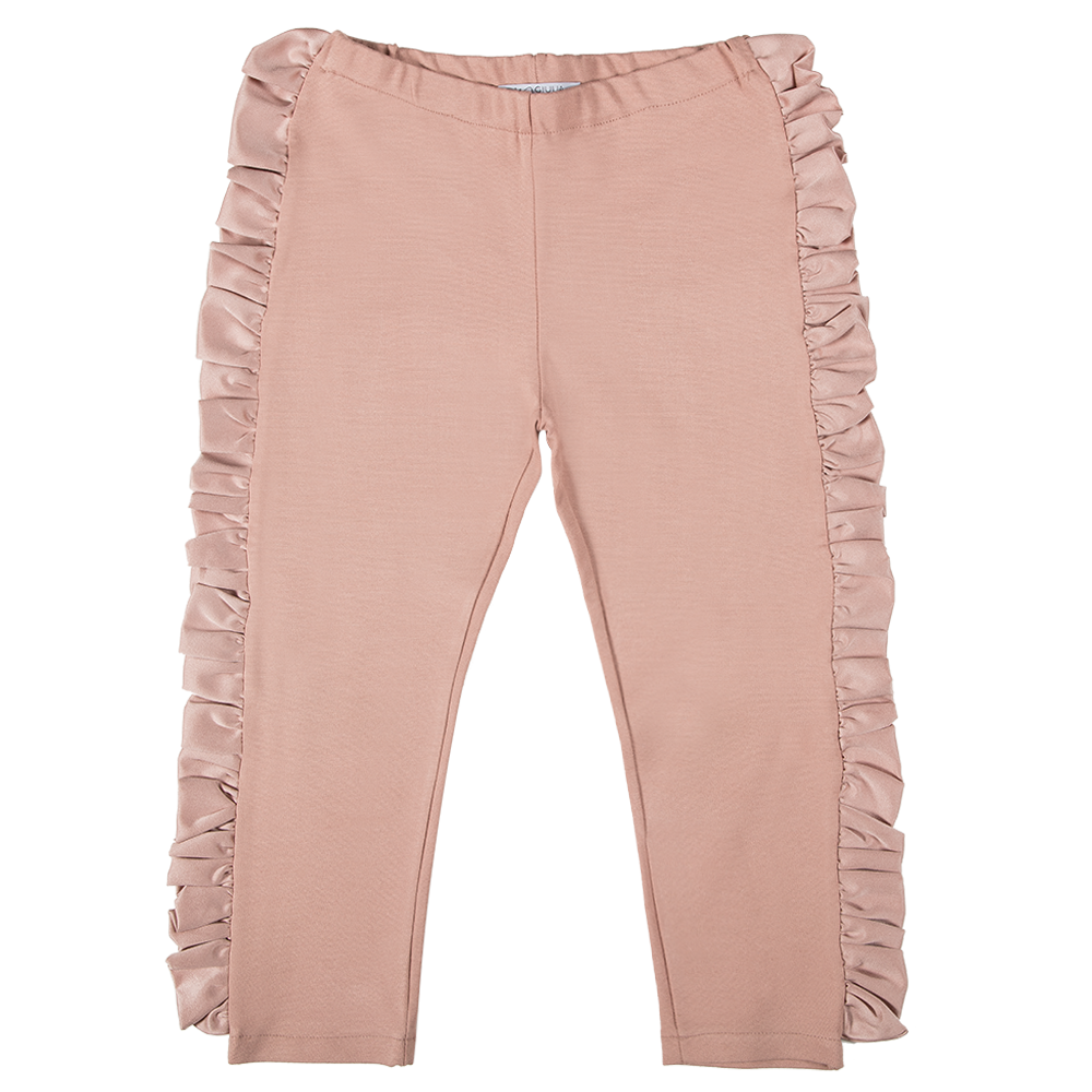 Terminata Leggins cotone caldo con balza rosa