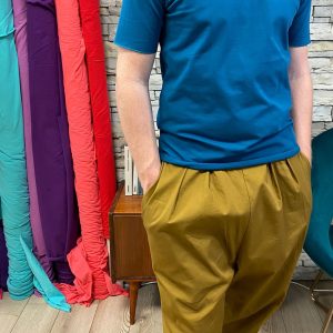 Pantaloni wide uomo artigianali con pieghe, personalizzabili
