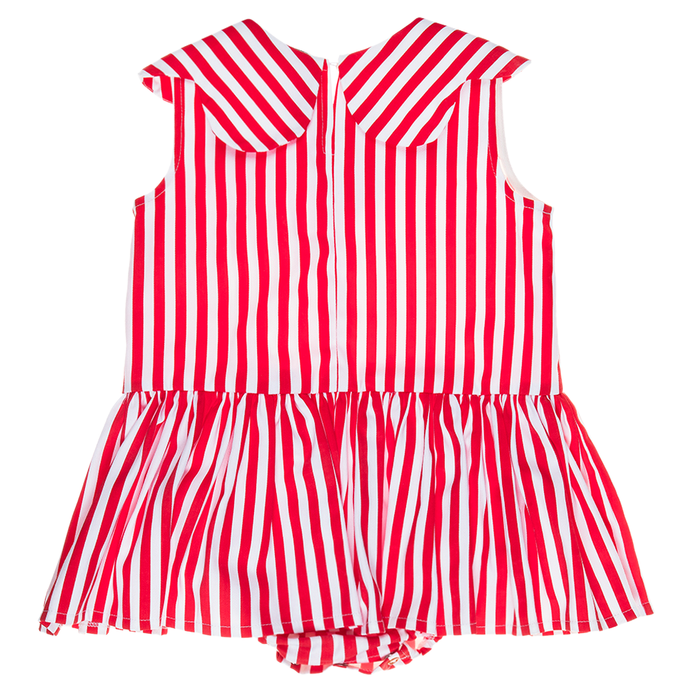 Abito pagliaccetto Aurora da bimba a righe rosse - immagine 5