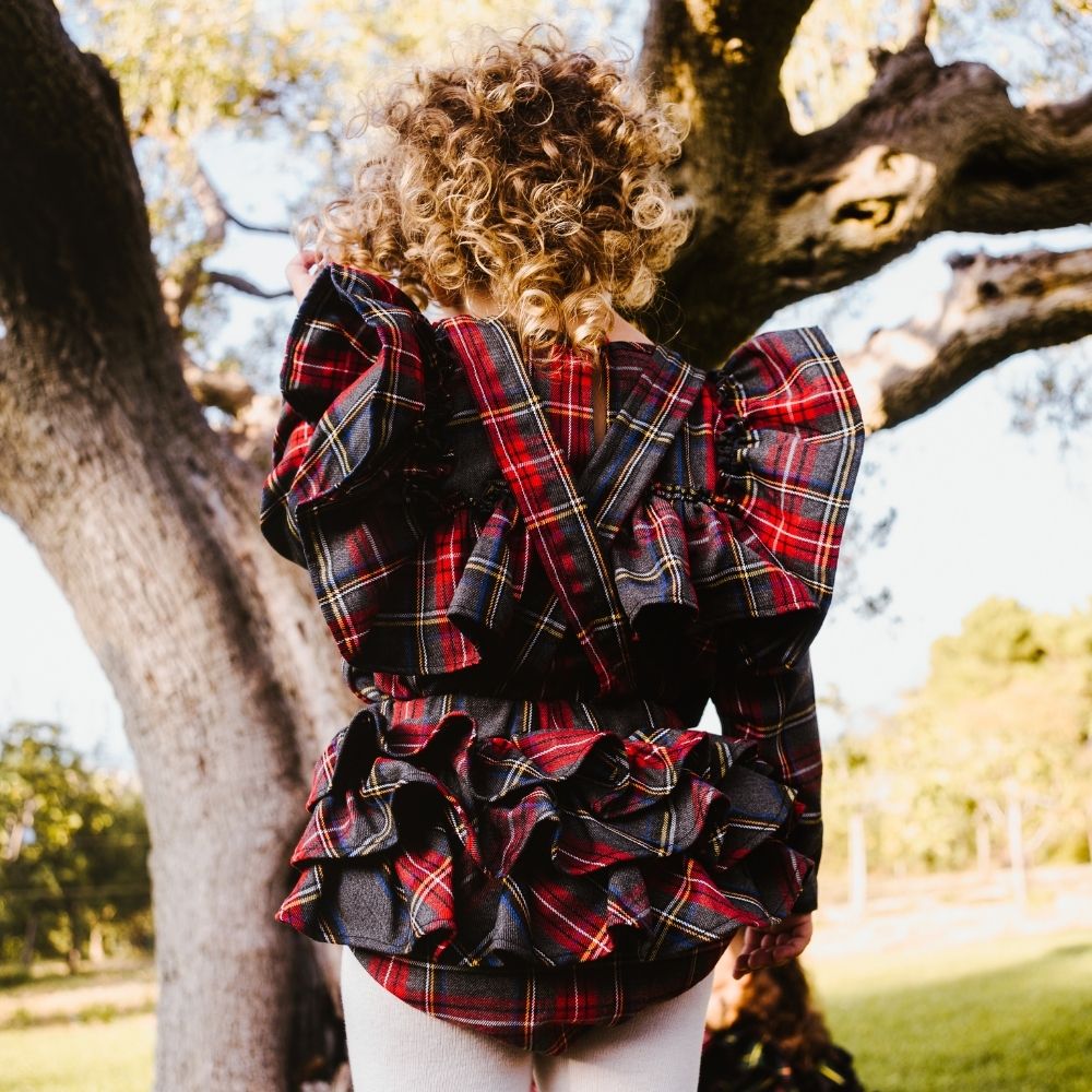 Terminato Camicetta body Emma scozzese Grigio e Rosso - immagine 6